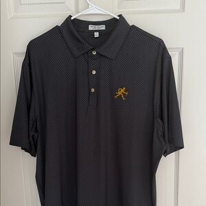 Peter Millar Black Polo with Gold Emblem